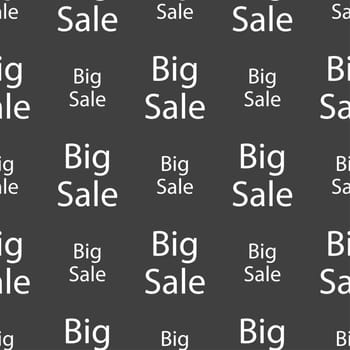 Big sale sign icon. Special offer symbol. Seamless pattern on a gray background. illustration