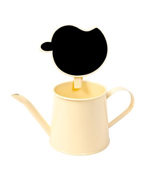 Black wood clip and watering can isolated on white background, clipping path.