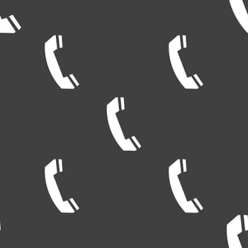 Phone sign icon. Support symbol. Call center. Seamless pattern on a gray background. illustration