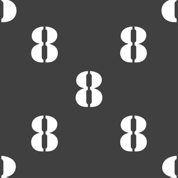 number Eight icon sign. Seamless pattern on a gray background. illustration