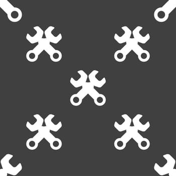 Wrench key sign icon. Service tool symbol. Seamless pattern on a gray background. illustration