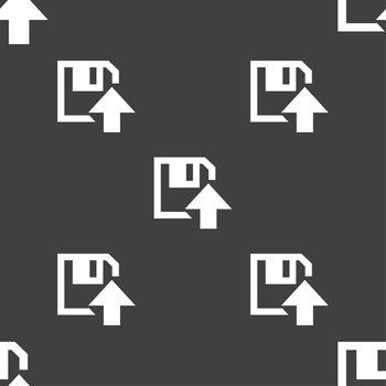 floppy icon. Flat modern design. Seamless pattern on a gray background. illustration