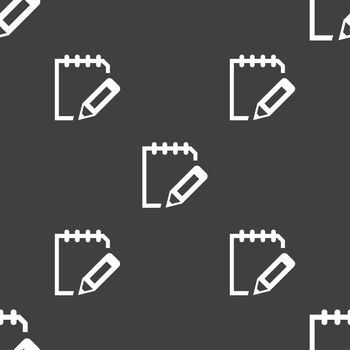 Edit document sign icon. Seamless pattern on a gray background. illustration