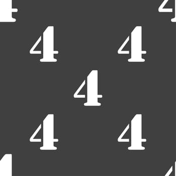 number four icon sign. Seamless pattern on a gray background. illustration