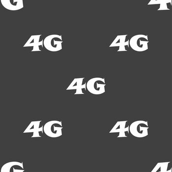 4G sign icon. Mobile telecommunications technology symbol. Seamless pattern on a gray background. illustration