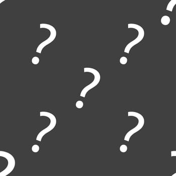 Question mark sign icon. Help symbol. FAQ sign. Seamless pattern on a gray background. illustration