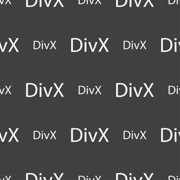 DivX video format sign icon. symbol. Seamless pattern on a gray background. illustration