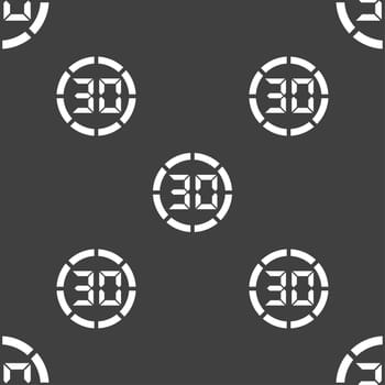 30 second stopwatch icon sign. Seamless pattern on a gray background. illustration