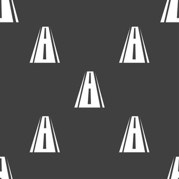 Road icon sign. Seamless pattern on a gray background. illustration