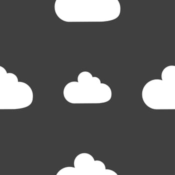 Cloud sign icon. Data storage symbol. Seamless pattern on a gray background. illustration