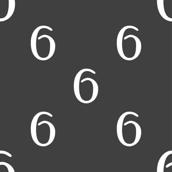 number six icon sign. Seamless pattern on a gray background. illustration