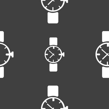 watches icon symbol . Seamless pattern on a gray background. illustration