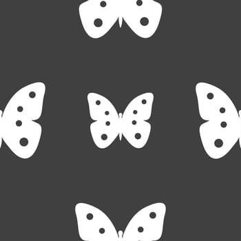 Butterfly sign icon. insect symbol. Seamless pattern on a gray background. illustration