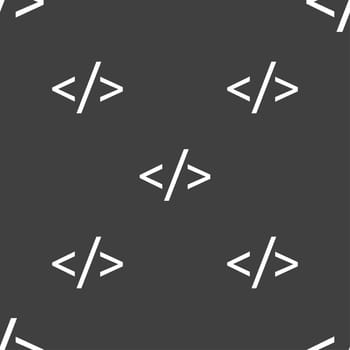 Code sign icon. Programming language symbol. Seamless pattern on a gray background. illustration