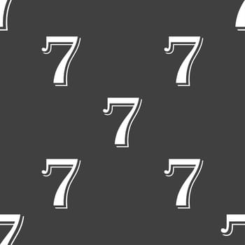 number seven icon sign. Seamless pattern on a gray background. illustration