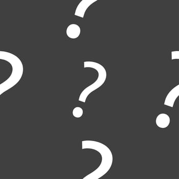 Question mark sign icon. Help symbol. FAQ sign. Seamless pattern on a gray background. illustration