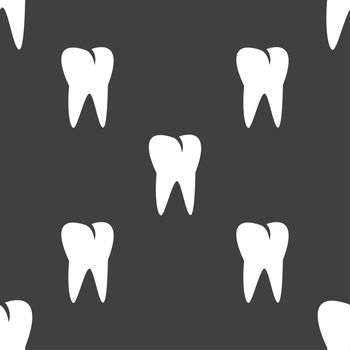 tooth icon. Seamless pattern on a gray background. illustration