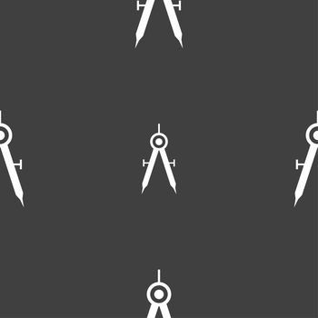 Mathematical Compass sign icon. Seamless pattern on a gray background. illustration