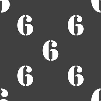 number six icon sign. Seamless pattern on a gray background. illustration