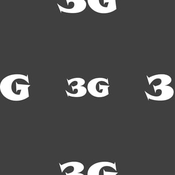 3G sign icon. Mobile telecommunications technology symbol. Seamless pattern on a gray background. illustration