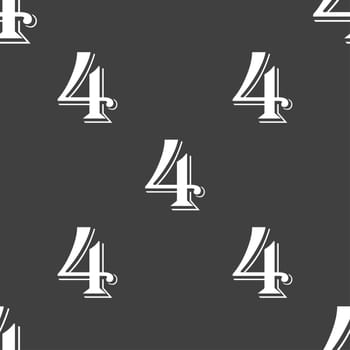 number four icon sign. Seamless pattern on a gray background. illustration