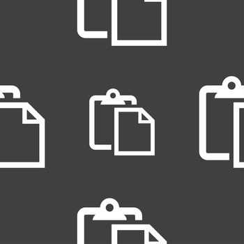 Edit document sign icon. Seamless pattern on a gray background. illustration