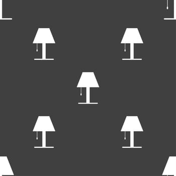 Lamp icon sign. Seamless pattern on a gray background. illustration