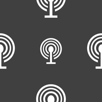 Wifi sign. Wi-fi symbol. Wireless Network icon zone. Seamless pattern on a gray background. illustration