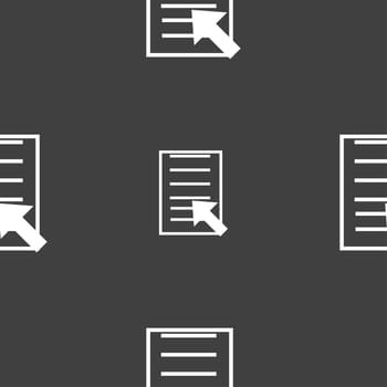 Text file sign icon. File document symbol. Seamless pattern on a gray background. illustration