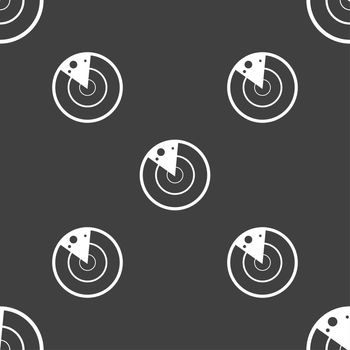 radar icon sign. Seamless pattern on a gray background. illustration