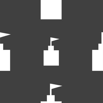 tower icon. Set Flat modern. Seamless pattern on a gray background. illustration