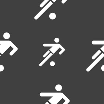 football player icon. Seamless pattern on a gray background. illustration