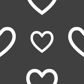 Heart sign icon. Love symbol. Seamless pattern on a gray background. illustration