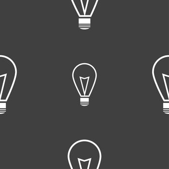 Light lamp sign icon. Idea symbol. Lightis on. Seamless pattern on a gray background. illustration