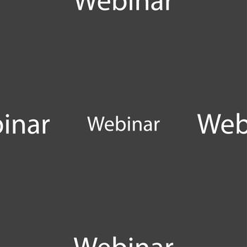 Webinar web camera sign icon. Online Web-study symbol. Seamless pattern on a gray background. illustration