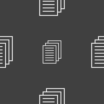 Copy file sign icon. Duplicate document symbol. Seamless pattern on a gray background. illustration