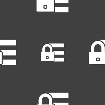 Lock, login icon sign. Seamless pattern on a gray background. illustration