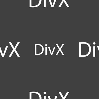 DivX video format sign icon. symbol. Seamless pattern on a gray background. illustration