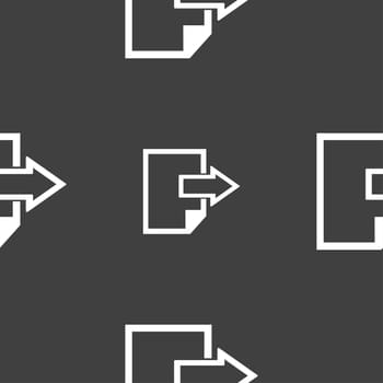 Export file icon. File document symbol. Seamless pattern on a gray background. illustration