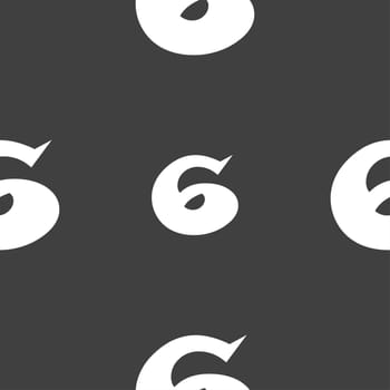 number six icon sign. Seamless pattern on a gray background. illustration