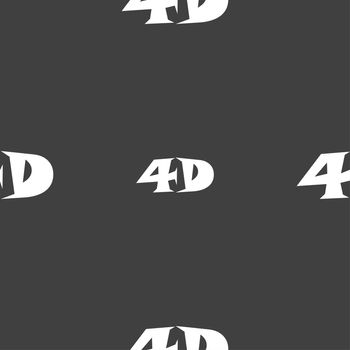 4D sign icon. 4D New technology symbol. Seamless pattern on a gray background. illustration