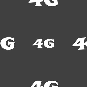 4G sign icon. Mobile telecommunications technology symbol. Seamless pattern on a gray background. illustration