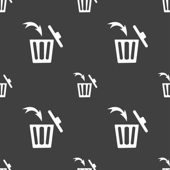 Recycle bin sign icon. Seamless pattern on a gray background. illustration