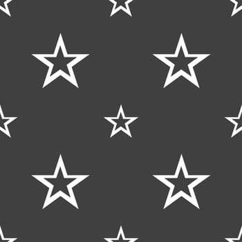 Star sign icon. Favorite button. Navigation symbol. Seamless pattern on a gray background. illustration