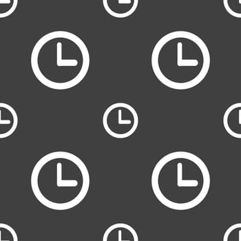 Clock sign icon. Mechanical clock symbol. Seamless pattern on a gray background. illustration