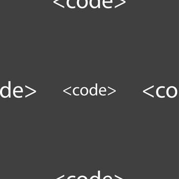 Code sign icon. Programming language symbol. Seamless pattern on a gray background. illustration