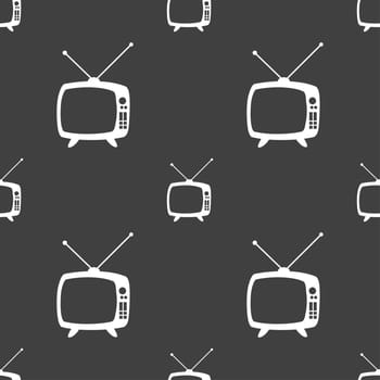 Retro TV mode sign icon. Television set symbol. Seamless pattern on a gray background. illustration