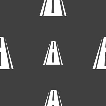 Road icon sign. Seamless pattern on a gray background. illustration