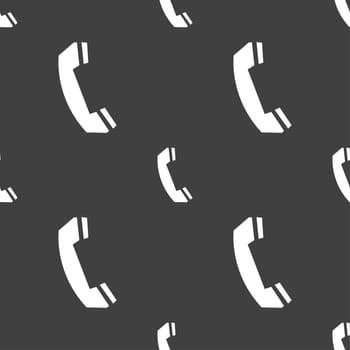 Phone sign icon. Support symbol. Call center. Seamless pattern on a gray background. illustration