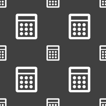 Calculator sign icon. Bookkeeping symbol. Seamless pattern on a gray background. illustration